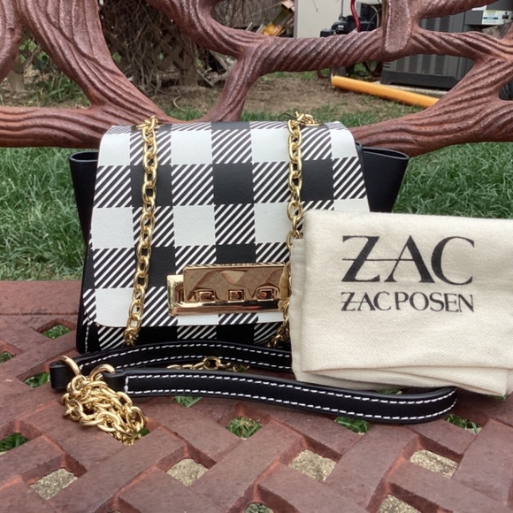 NWT Zac Zac Posen Leather Mini Eartha Crossbody Gingham Print Bag - Picture 6 of 11